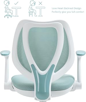Cute Kids Desk Chair - Blue Computer Chair with Adjustable Armrests and Footrest Study Reading Office Swivel Chairs for Boys Girls Teens