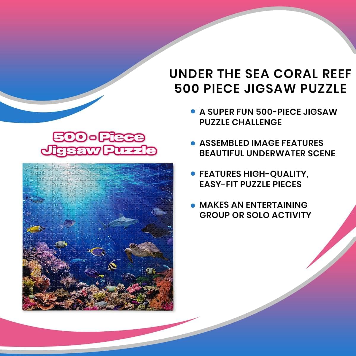 Under the Sea Coral Reef 500 Piece Jigsaw Puzzle For Adults And Kids | Interactive Brain Teaser Board, Educational Toys & Games for Home, Indoor Activities, Building Kit Sorting Toys for Creative Play
