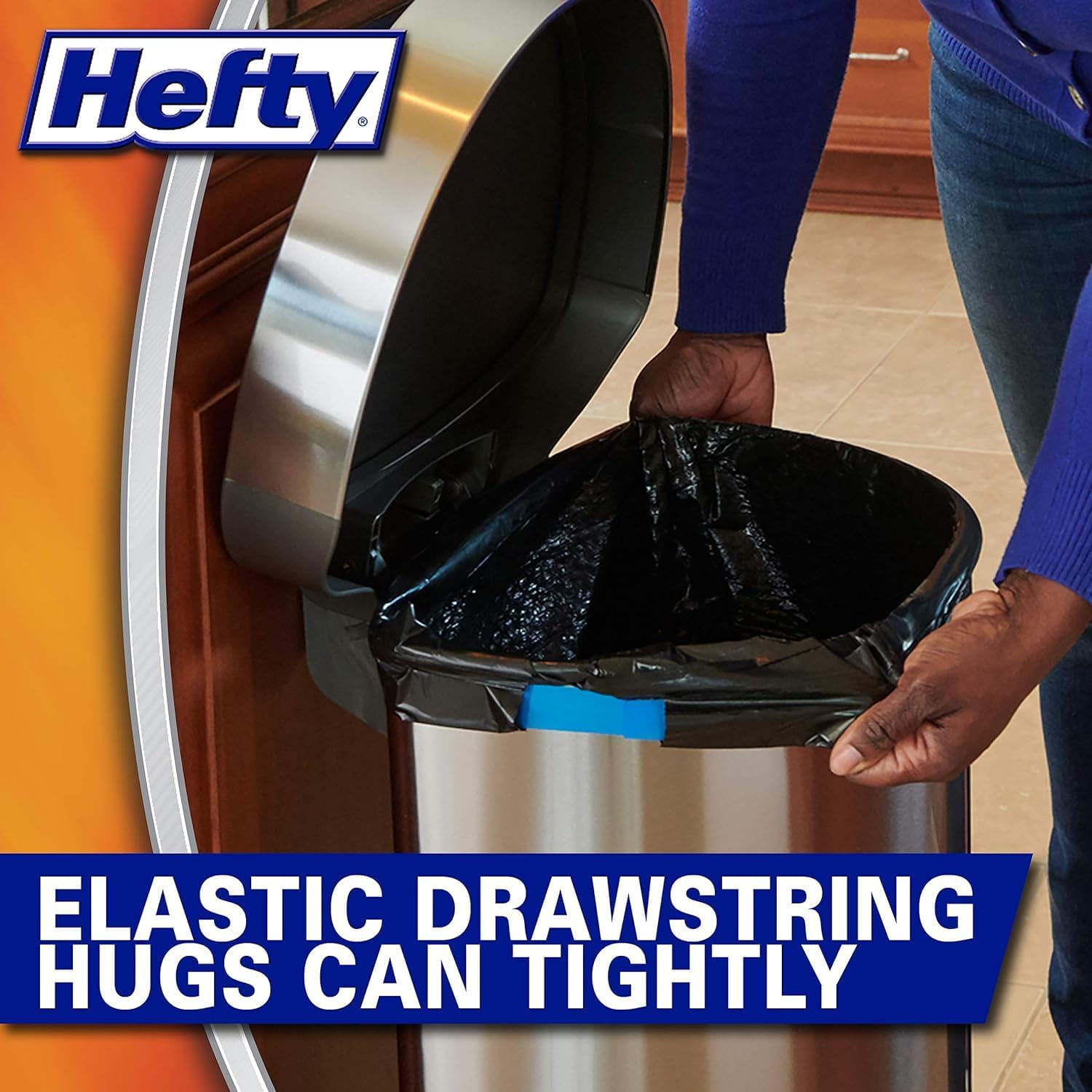 HEFTY Gripper Scented Kitchen Bags Drawstring Plastic Black, 80 Count (Pack of 2)