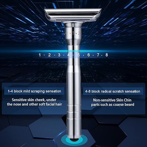 Miniatura 5 de Safety Razor - Maquinilla de afeitar de seguridad para hombre, afeitadora de doble filo, afilada ajustable de 8 velocidades con 10 cuchillas
