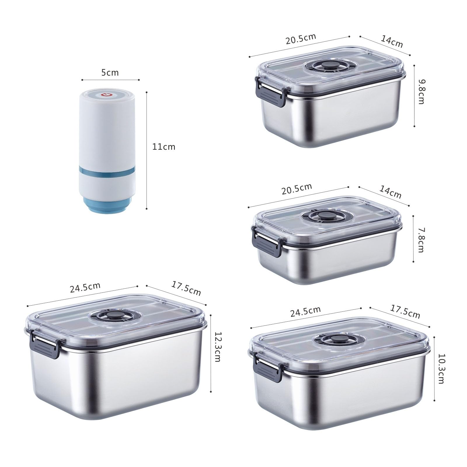 Set Supporti sottovuoto sigillati in Acciaio Inossidabile da 4 la qualità degli Alimenti nel Set contenitori per la Preparazione dei pasti nel Frigorifero o nel congelatore
