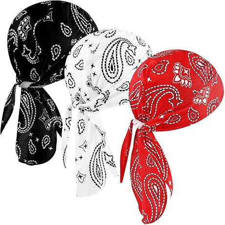 DOCILA Visor Durag 3 Pack for Men Skull Cap Beanie Bandana Hat