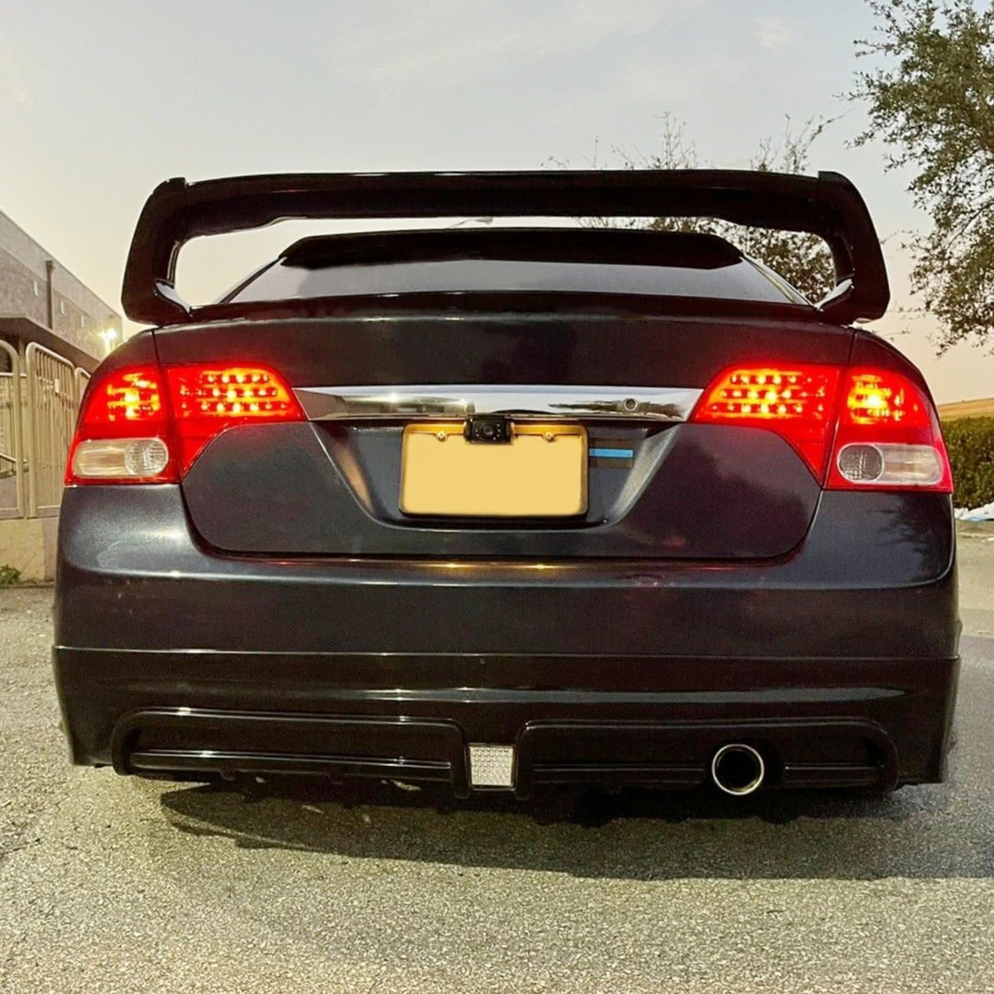 ECOTRIC Rear Trunk Spoiler Wing Compatible with 2006-2011 Honda Civic 4 Door Sedan ABS Trunk Spoiler Wing Painted Gloss Black