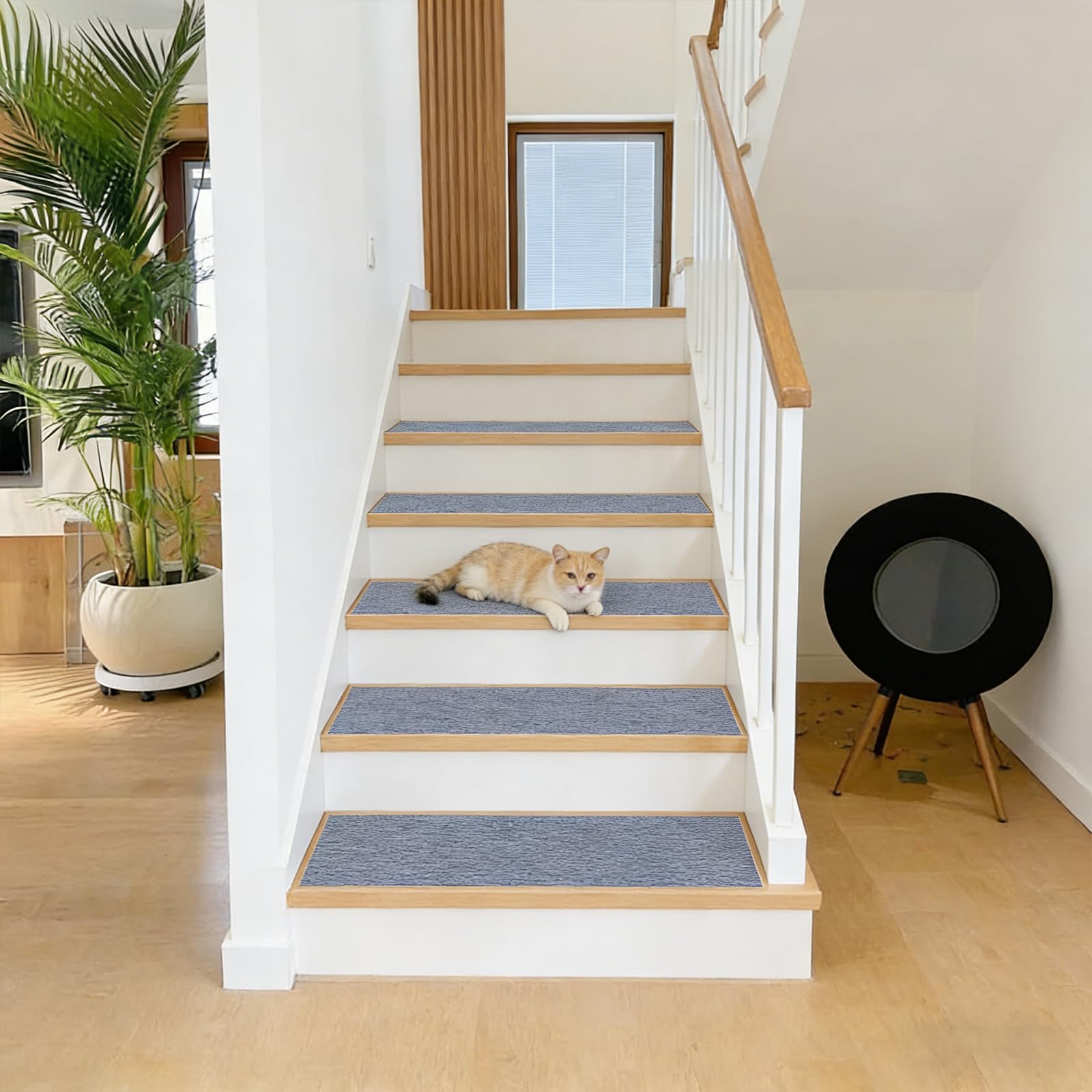 Alfombrillas antideslizantes para escaleras, 26 x 62 cm, TPE, reutilizables y cortables, juego de 5 unidades, perfectas para niños y seguridad en el hogar, cubiertas de escaleras interiores
