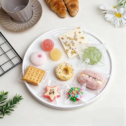 Miniatura 8 de Bolsas de celofán autosellantes de 4 x 6 pulgadas, 200 bolsas transparentes autoadhesivas para galletas con sellado, bolsa de plástico resellable