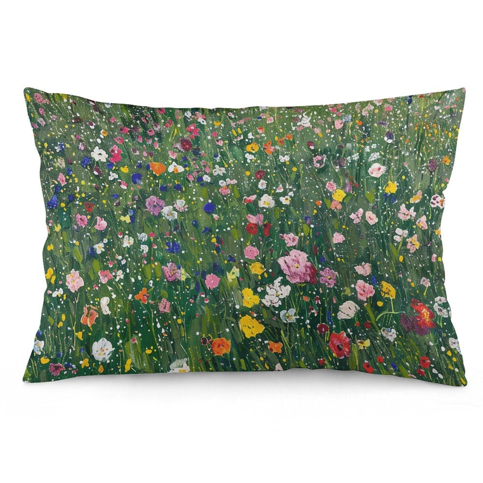 NTVOWPZO 2 Pack Decoration Throw Pillow Covers 16 "x24 Pillowcases Covers A Field of Wild Flowers Pillowcases Modern Farmhouse Home Decor Sofa Cushions Covers for Couch Bed Living Room