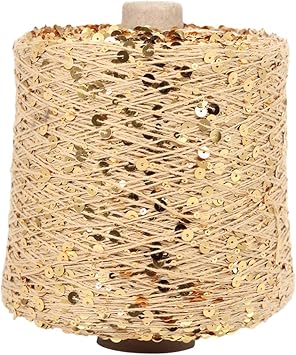 Cotton Sequin Yarn, 153.11 Yard Sparkle Sequin Knitting Soft Thread Yarn for Crocheting and Knitting, DIY Craft Accessories, AJ034