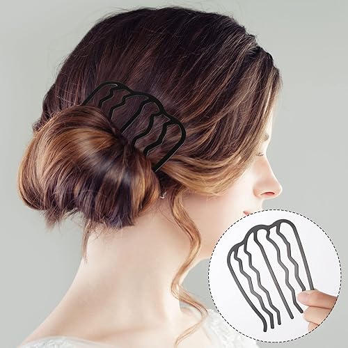 Miniatura 6 de Peines para el cabello en forma de U para mujer, estilo vintage estilo vintage (Negro)