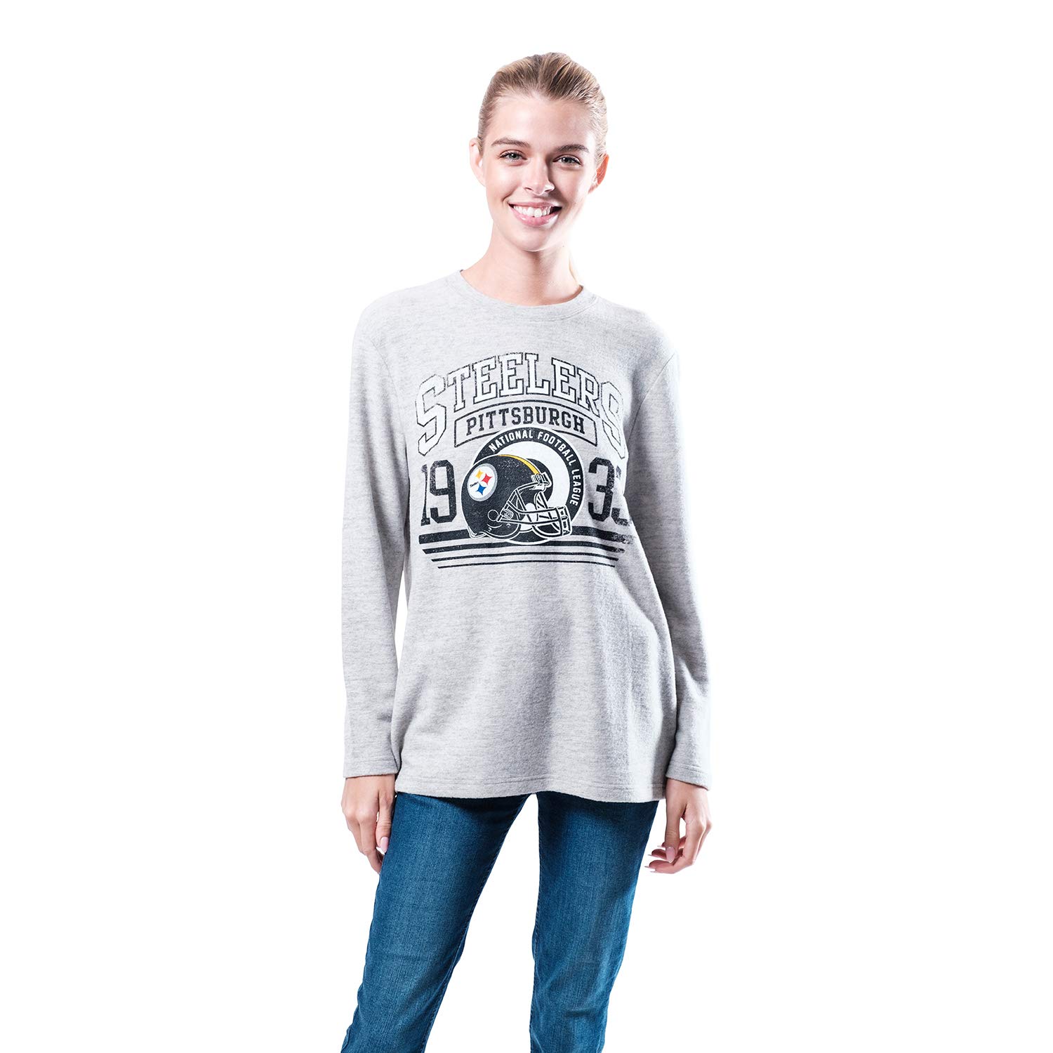 Ultra GameNFL Women's Shirt Leisure Brushed Hacci Long Sleeve Tee, Gray