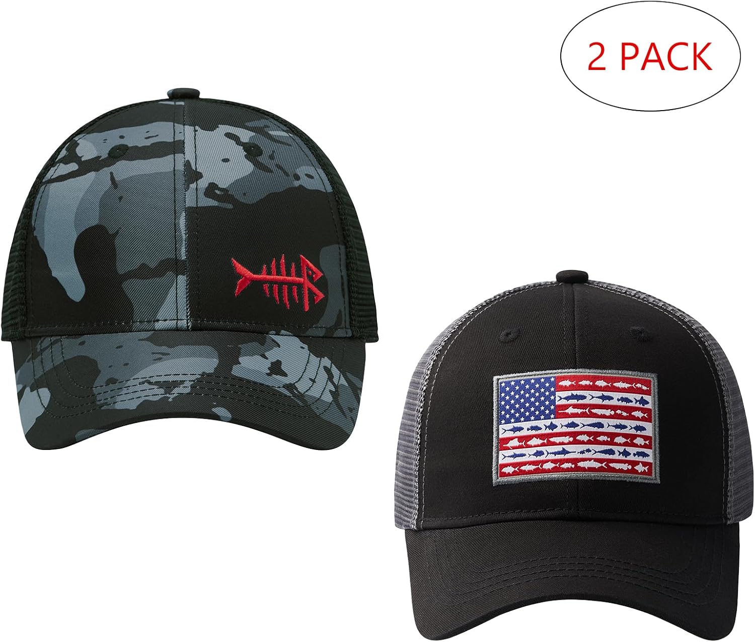 BASSDASH 2 Pack Altimate Fishing Hunting Hat Mesh Back for Men Women Adjustable Baseball Trucker Cap Camo Blaze Orange - Image 2