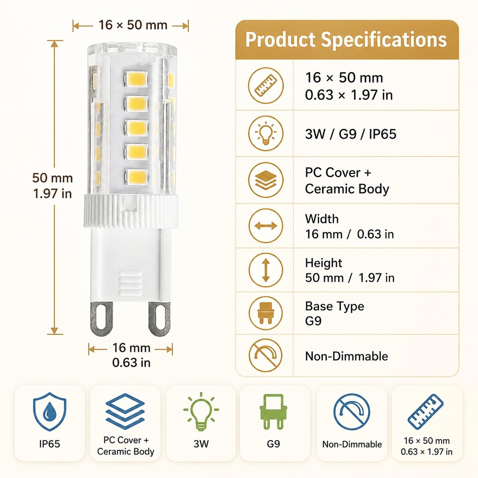 Bombilla LED G9 3 Temperaturas de Color 3W Equivalente a 24W Ahorro de Energía Sin Parpadeo Alto Brillo CRI>80 No Regulable para Dormitorio Salón Cocina(7 Pack)