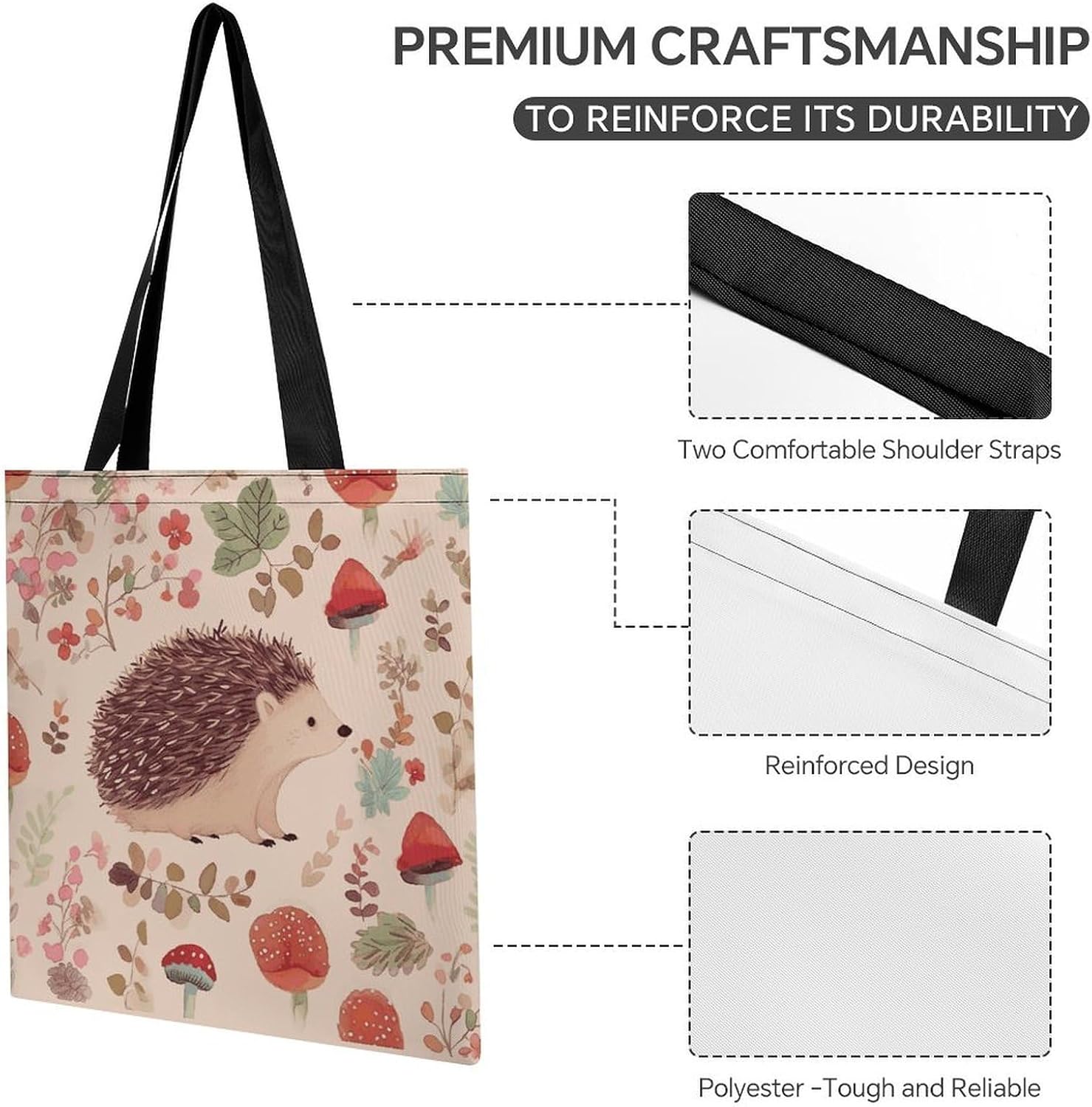 Cute Aesthetic Canvas Tote Bag for Women Lady Reusable Grocery Bag image 5