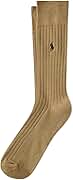 POLO RALPH LAUREN Men's Egyptian Cotton Ribbed Dress Slack Crew Socks - 1 Pair Pack - Embroidered Pony