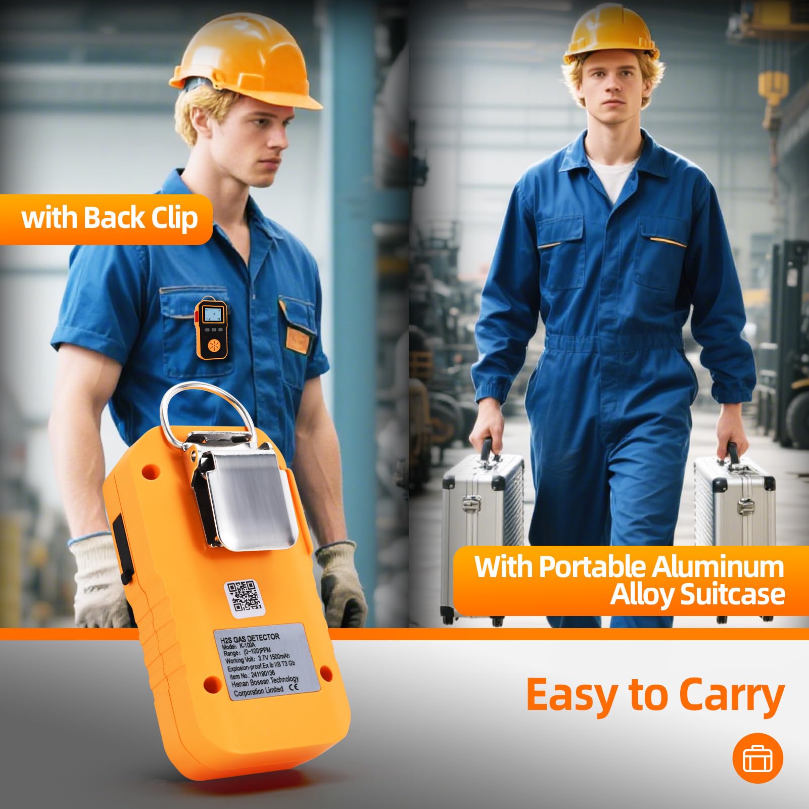 Detector de fugas de gas natural, monitor portátil con clip a propano combustible de metano explosivo, batería recargable de 14 horas en espera, medidor de alarma audible de vibración visual para el