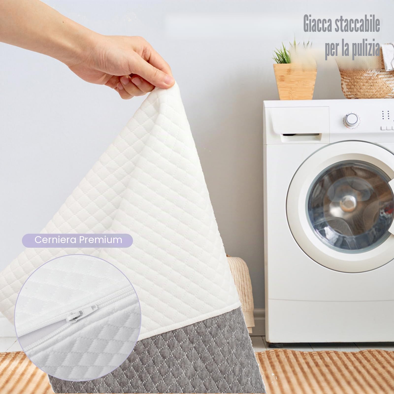 Set di 2 cuscini a cuneo, in memory foam, rimovibili, inclinabili, con poggiatesta per sollevamento gambe, supporto schiena, reflusso acido, russare, post-chirurgia, lettura (grigio)