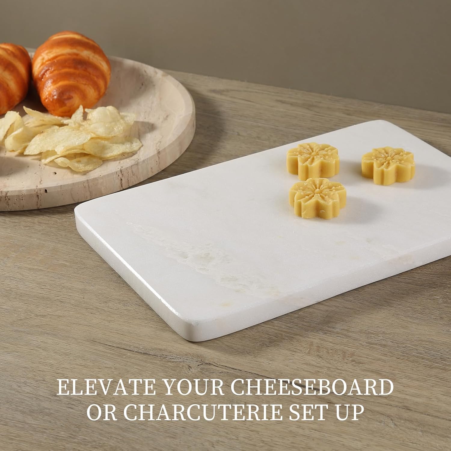 Koville African Natural Marble Cutting Board for Kitchen, 12x8inch Hand Crafted Marble Slab for Cheese, Charcuterie, Pastry Board - Wedding Gift, House Warming Gift image 4
