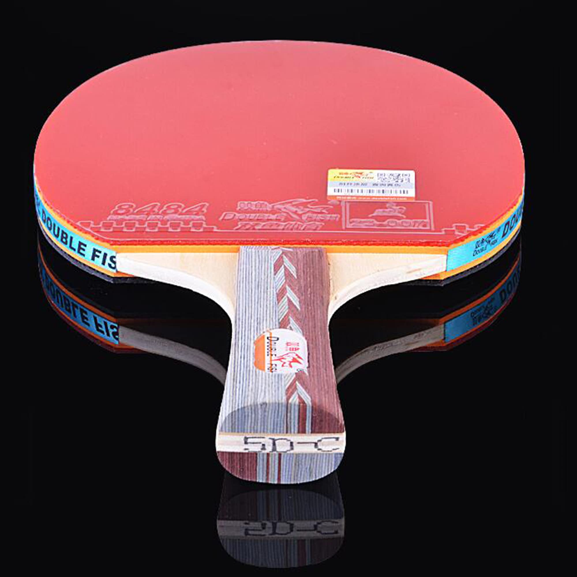 Rakietka do tenisa stołowego 5-gwiazdkowa, profesjonalna 7-warstwowa drewniana rakietka ping-ponga, uchwyt w kształcie rogu, guma zatwierdzona przez ITTF, pojedyncza, długa rączka