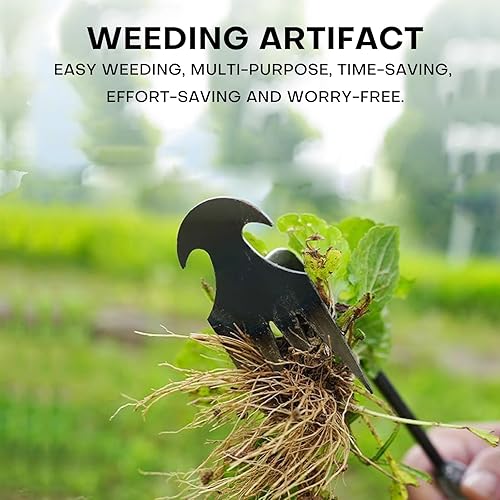 Miniatura 7 de Herramienta de deshierbe de jardín de acero al manganeso de 4 dientes forjado manual herramienta portátil de deshierbe de raíces adecuada para