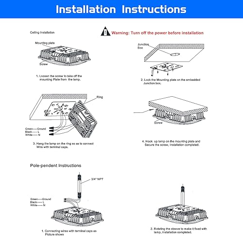 Miniatura 6 de Luces LED para toldo, luz diurna súper brillante de 5000 K, 9.56 x 9.56 pulgadas, luz de área impermeable IP65, AC100-277V, para gasolinera, garaje,
