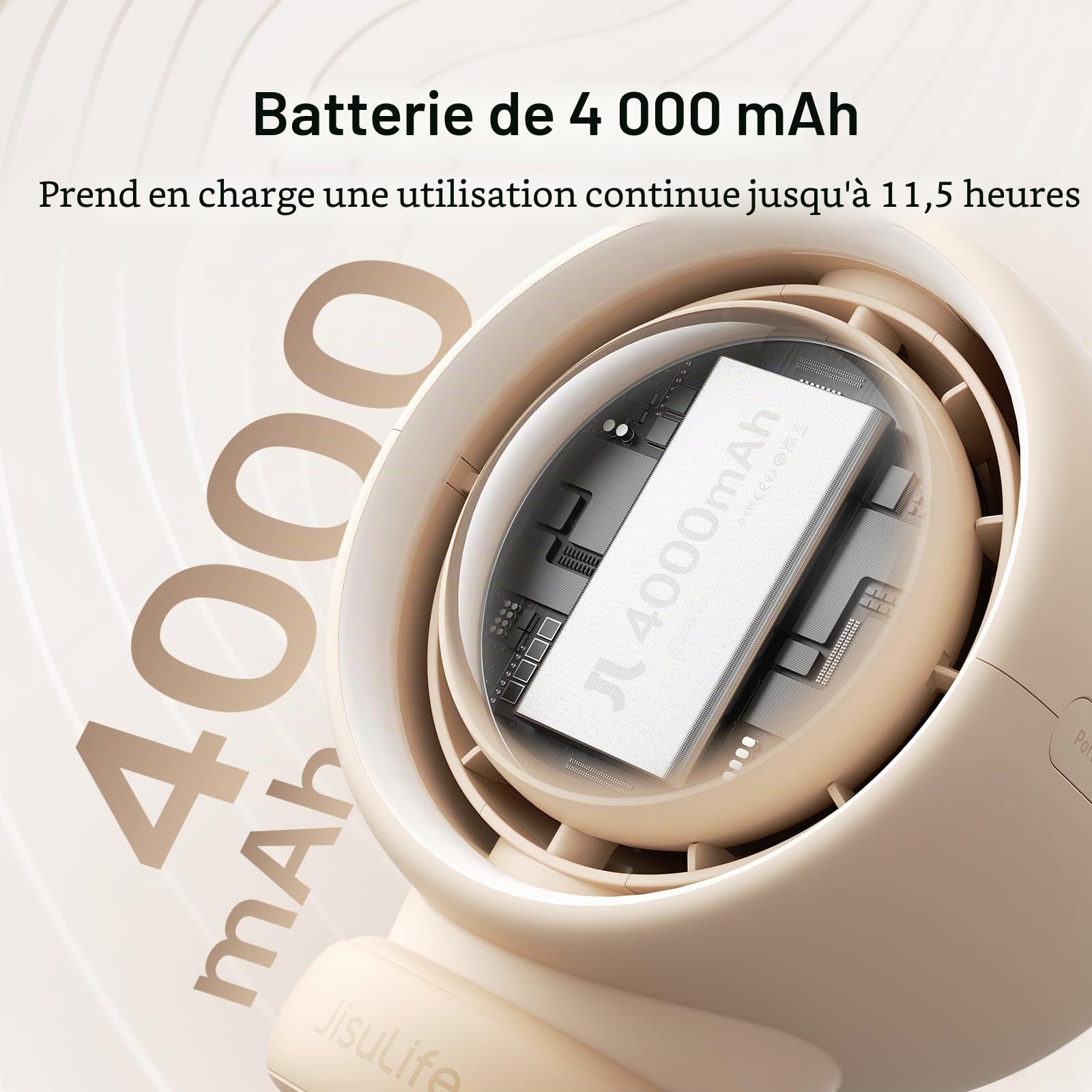 JISULIFE Ventilateur de poussette portable pour bébé, petit ventilateur à piles, ventilateur pour siège de voiture avec technologie de purification et d'amélioration de l'air, sans pales, ventilateur