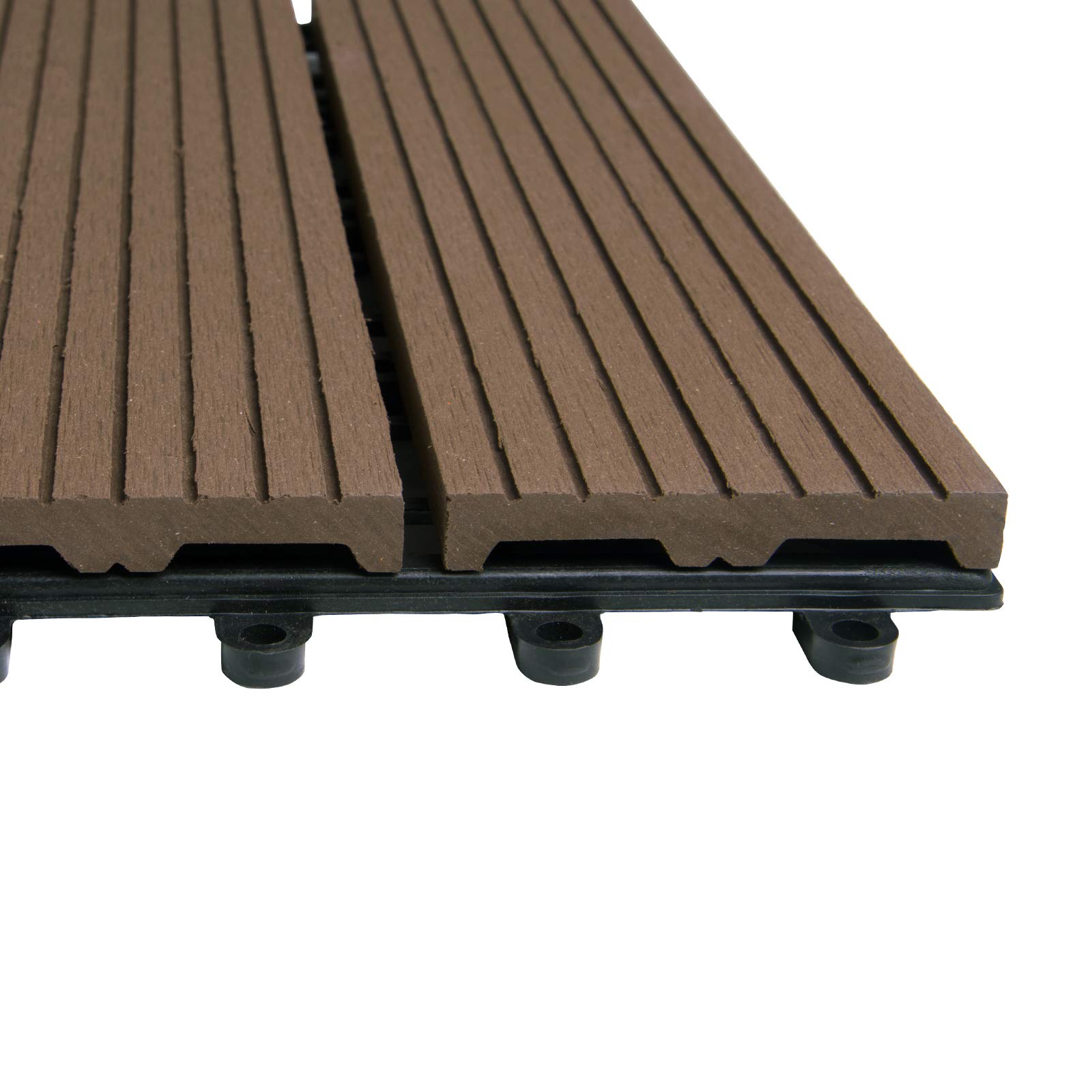 EUGAD Terrassenfliesen 22er Set für 2m², für Terrasse Balkon, WPC Fliesen 30x30cm mit Stecksystem, Braun