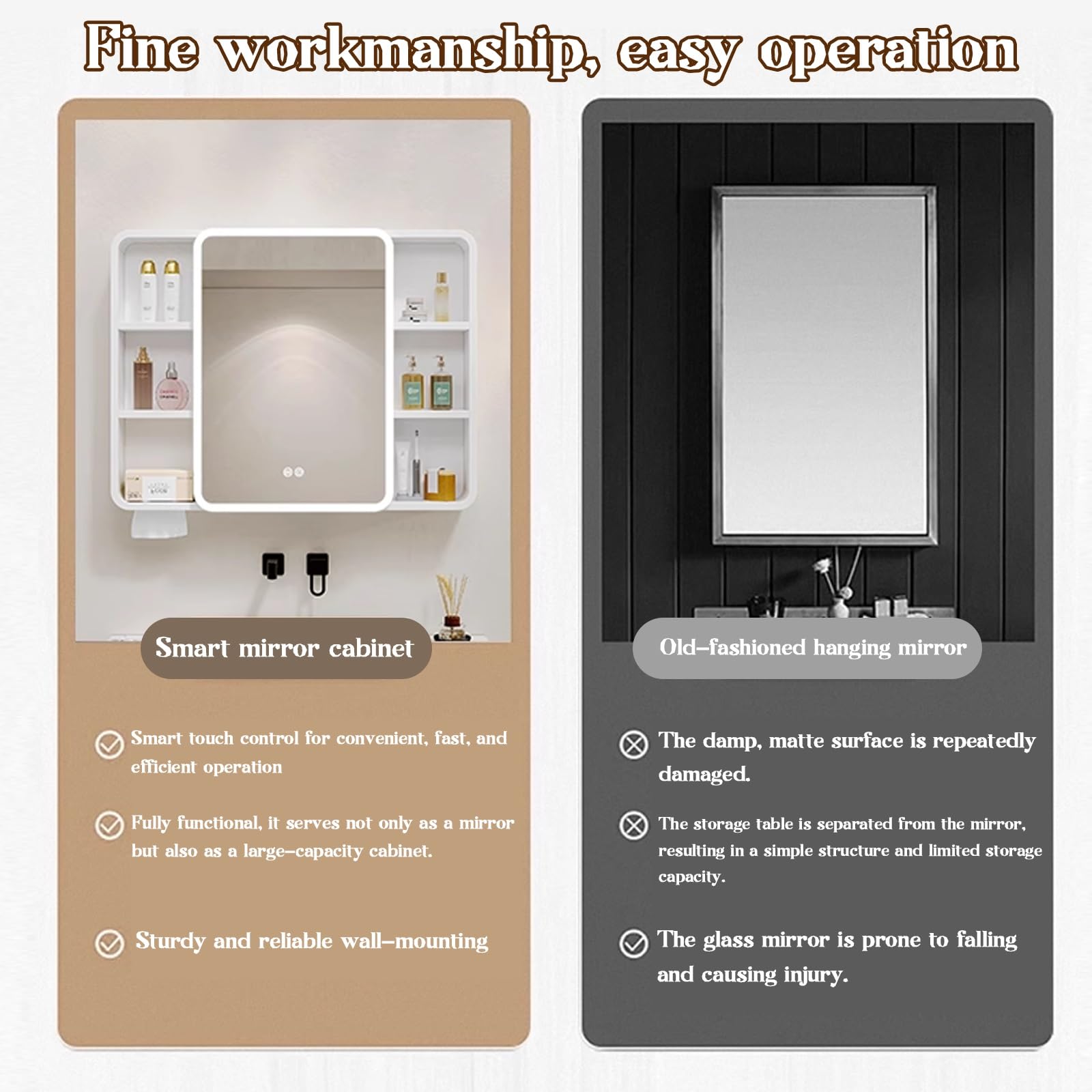 Armadietto a specchio da bagno in alluminio impermeabile da 40 cm - Scaffale multistrato per prodotti di bellezza a parete, design elegante e moderno