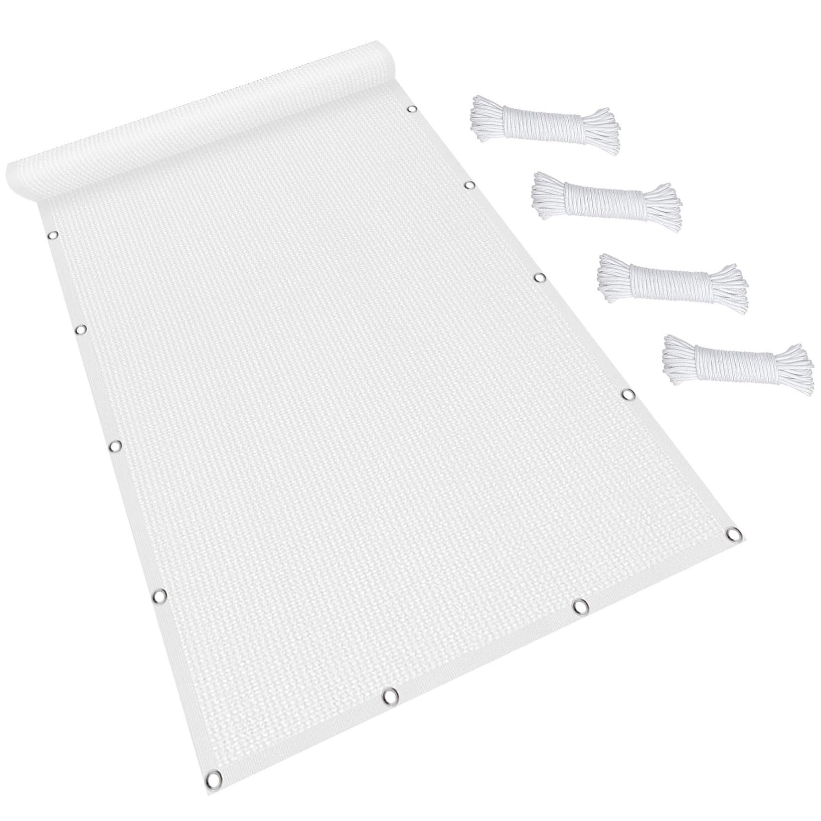 Voile d'ombrage rectangulaire 550x600 cm en HDPE blanc pour jardin et terrasse