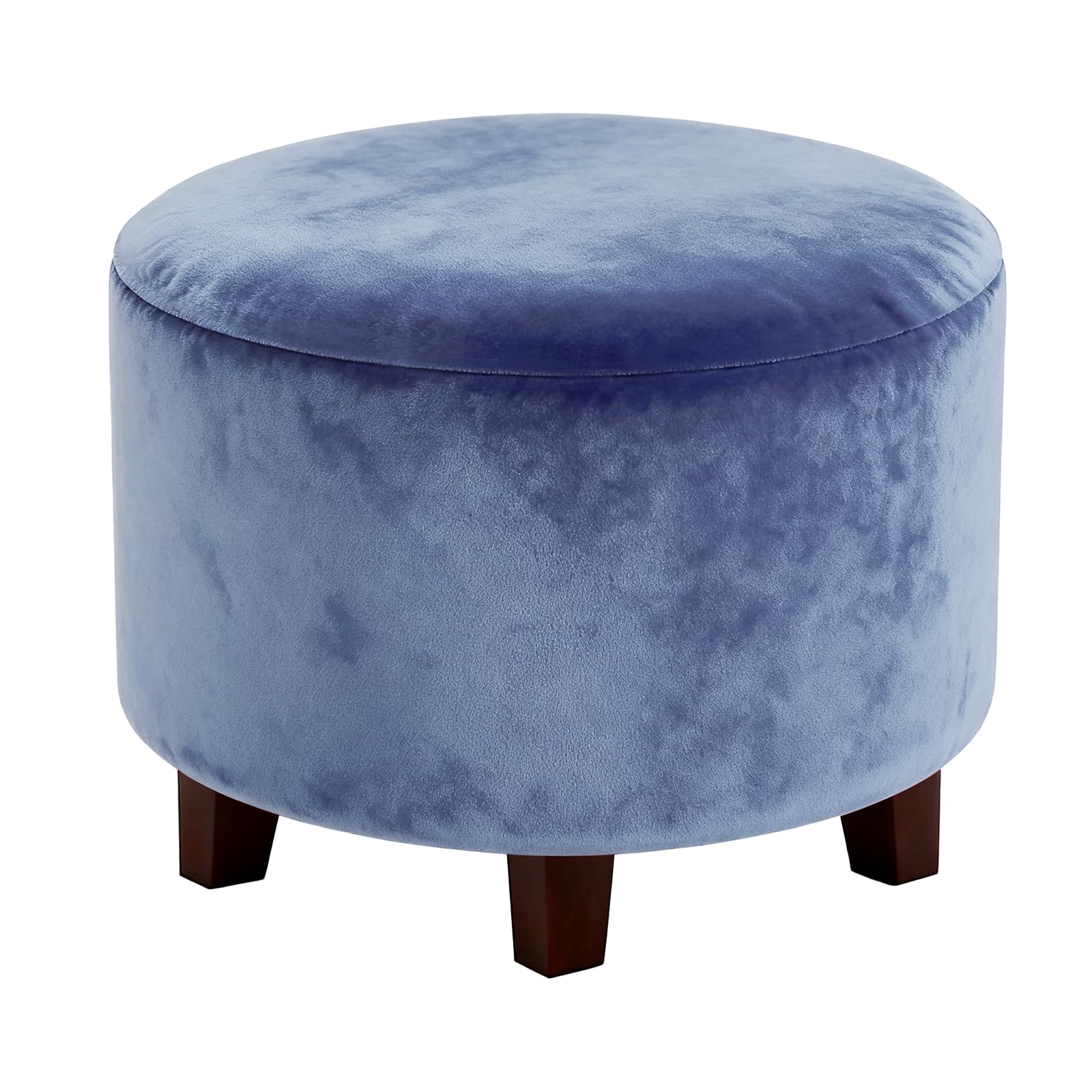 sourcing map Velvet Round Footstool Slipcover, Stretch Foot Stool Protector Covers Plush Furniture Protector Cover with Elastic Bottom for Footstool Living Room Bedroom(X-Large, Sky Blue)