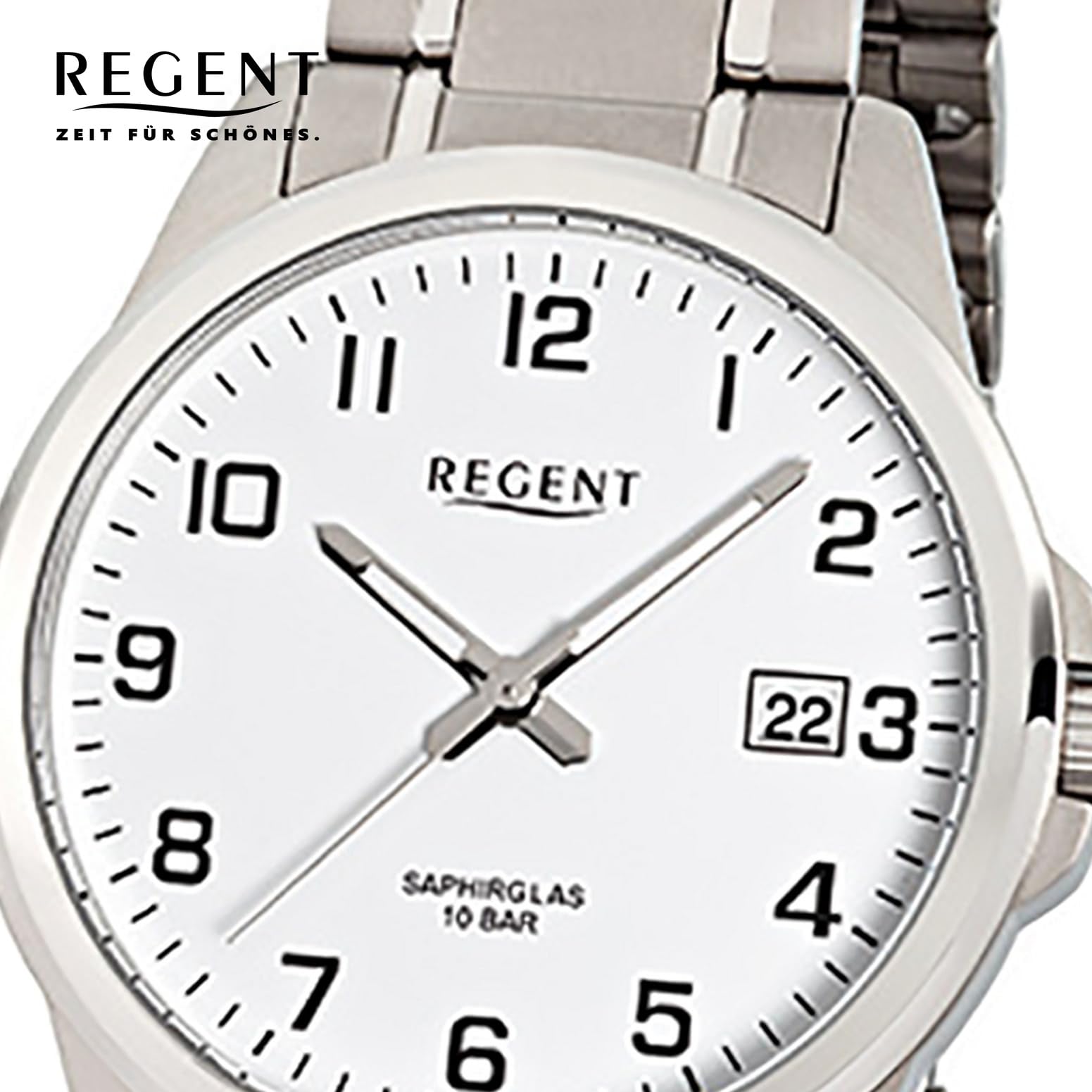 Regent Herren-Armbanduhr Elegant Analog Titan-Armband silber Quarz-Uhr URF925