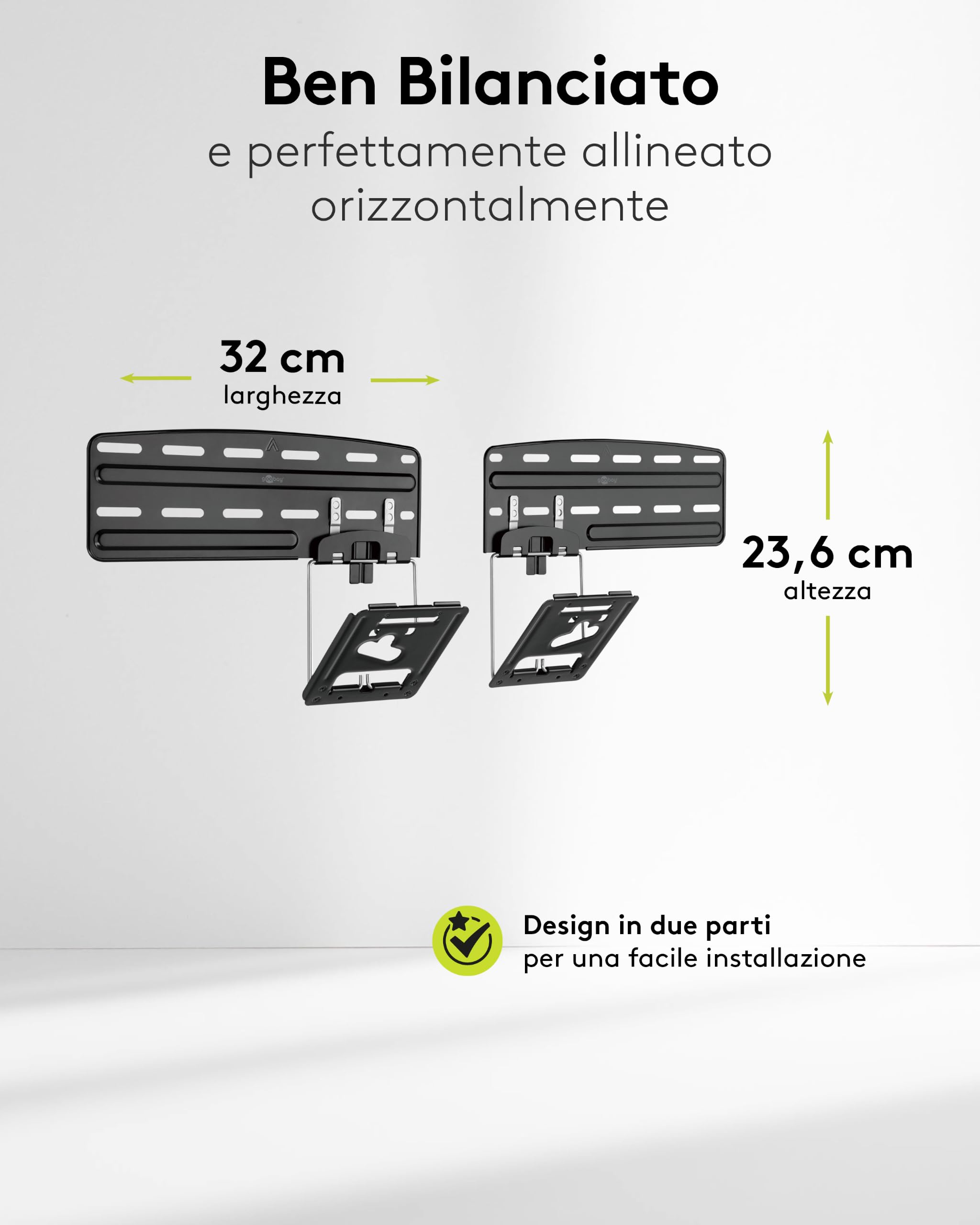 Supporto da parete per TV ultraslim 43-100 pollici, massimo 60 kg, per TV piatte