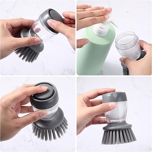 Miniatura 7 de El juego de 4 dispensadores de jabón de cocina incluye dispensador de plástico de 16 onzas para jabón para platos con bandeja de silicona y