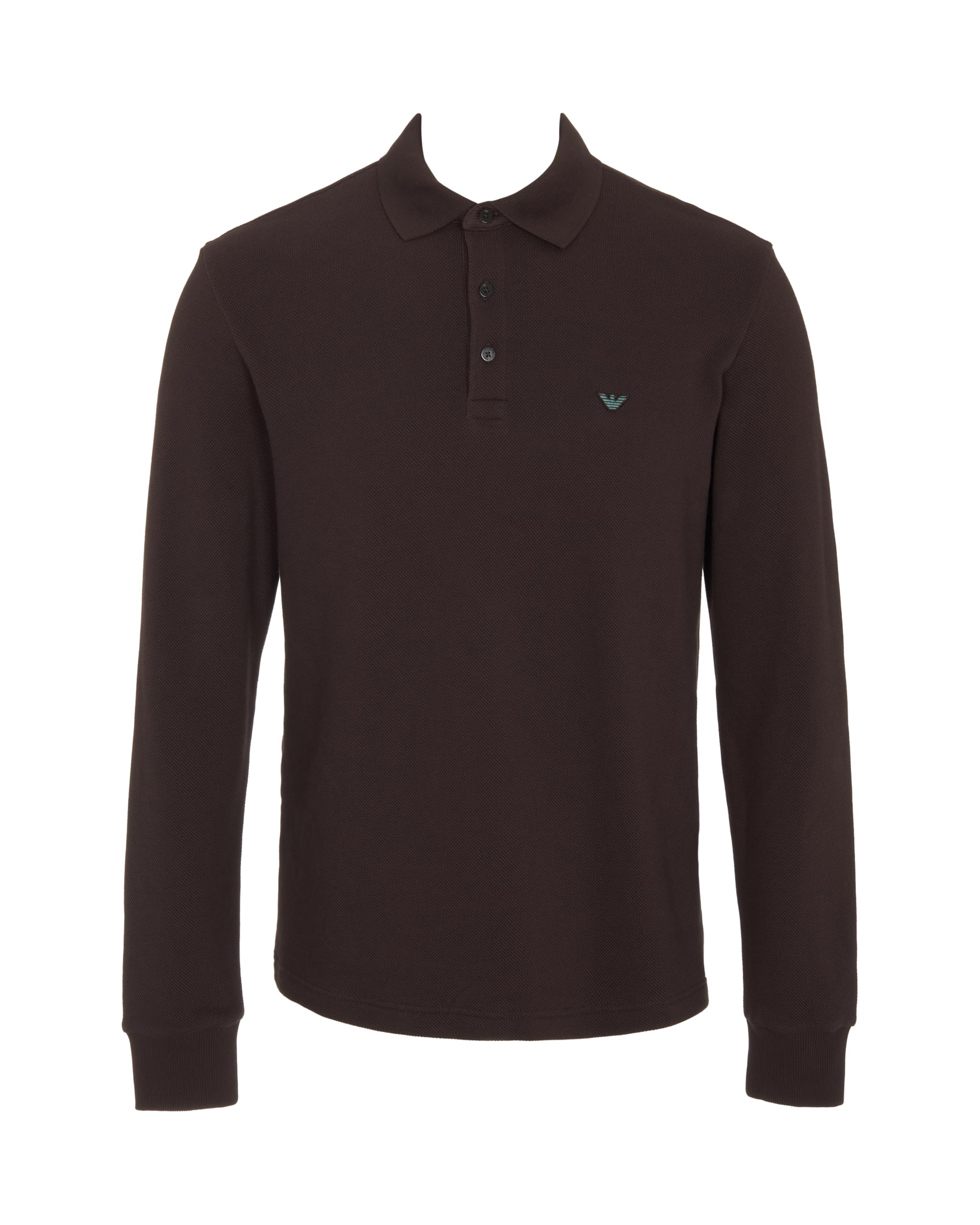Emporio Armani MAN'S ICONIC PIQUET POLO SWEATSHIRT BROWN M
