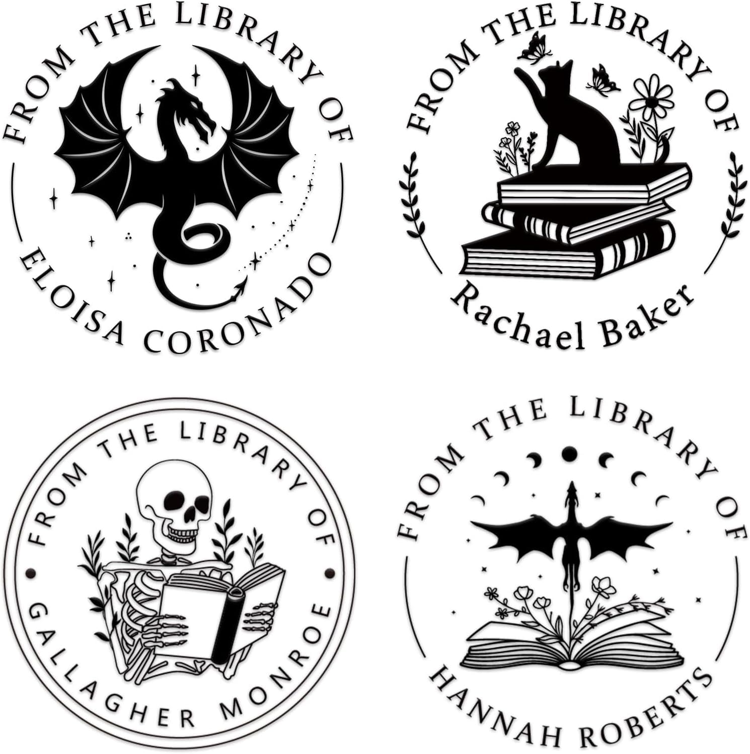 Book Embosser Personalised – Custom Book Stamp for Book Lovers, Libraries, and Gifts, Personalized Embosser with Custom Design (Including Dragon, Cat, Flower, and Other Patterns)