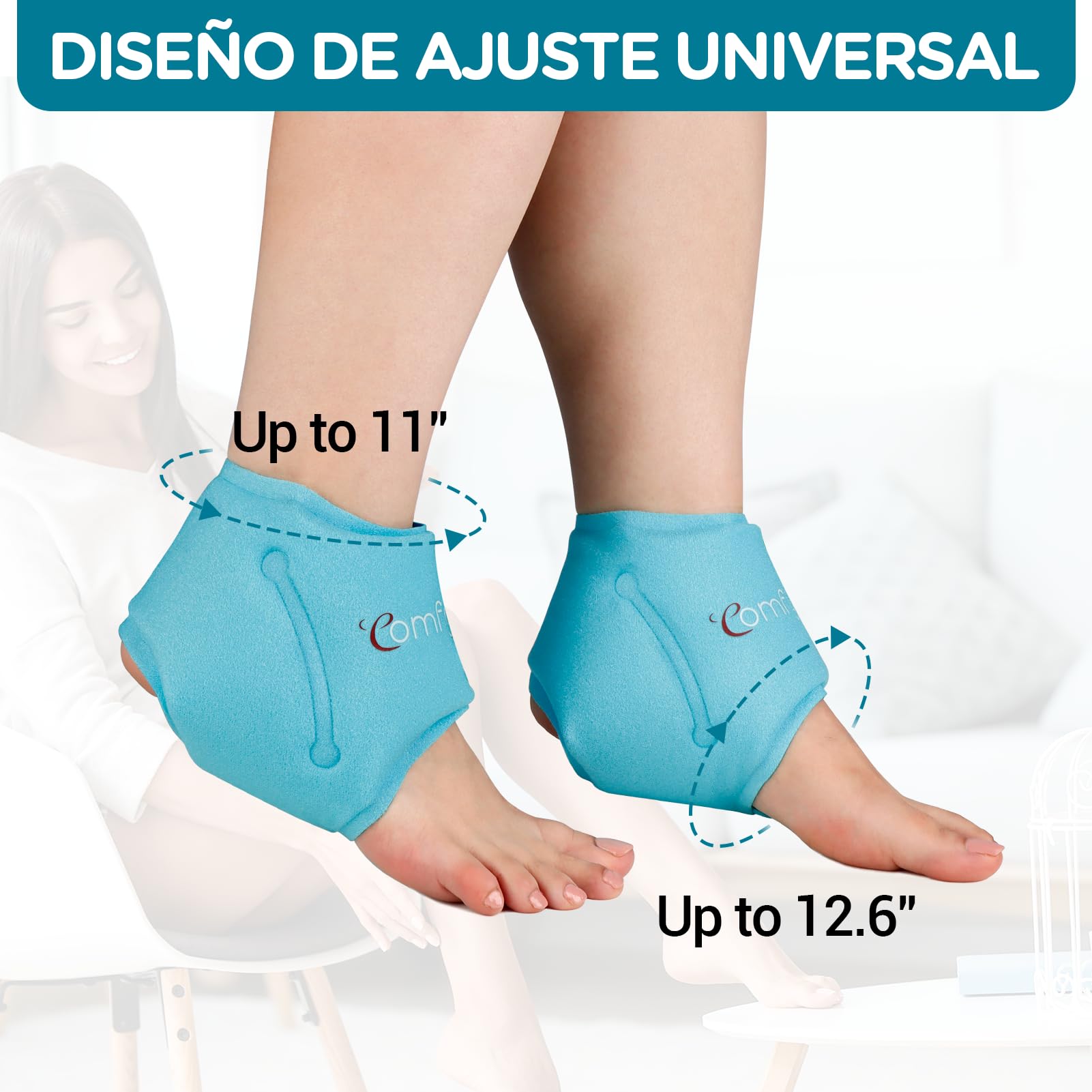 Comfytemp 2 Unidades Bolsa de Hielo para Tobillo para Lesiones, Paquete de Hielo para Pies Reutilizable, Terapia de Frío y Calor para Aliviar el Dolor de Pies y Talón, Esguince, Hinchazón de Tobillo