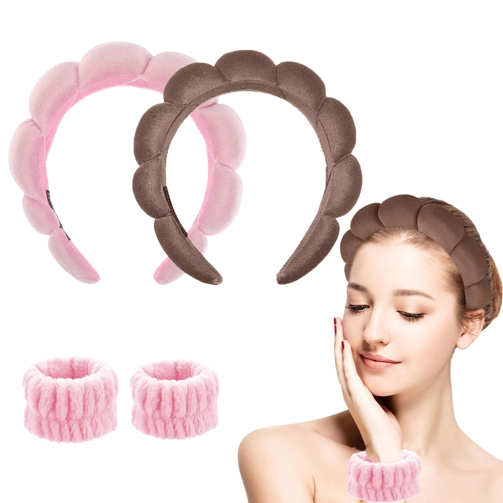 Set Di 5 Fasce Per Capelli WRENYZK: Per Cura Della Pelle, Trucco E Yoga, Verde