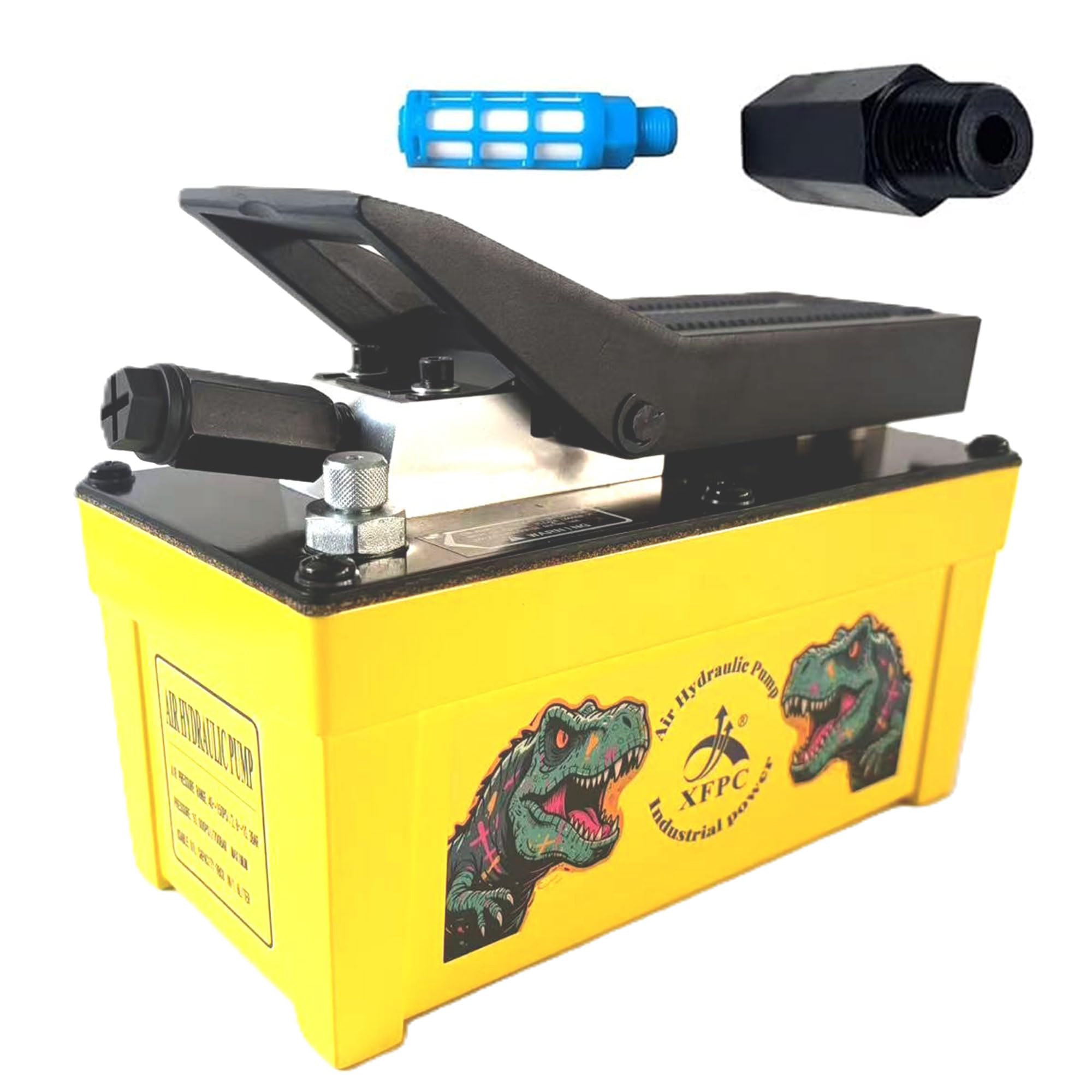 Air Hydraulic Pump 0.45 Gal 10,000 PSI Reservoir NPT 3/8" Oil Outlet, NPT 1/4" Inlet, Air Hydraulic Foot Pump Made of Aluminum, Yellow