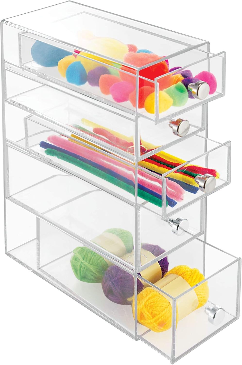 70% Off Discount iDesign Clarity Cosmetic 5-Drawer, Countertop Organization for Bathroom, Bedroom, Vanity, Desk, Set of 2