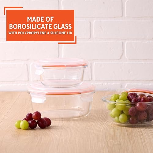 Miniatura 3 de IMUSA Recipientes de vidrio para almacenamiento de alimentos con tapas, juego de 6 piezas, recipientes de borosilicato para preparación de comidas