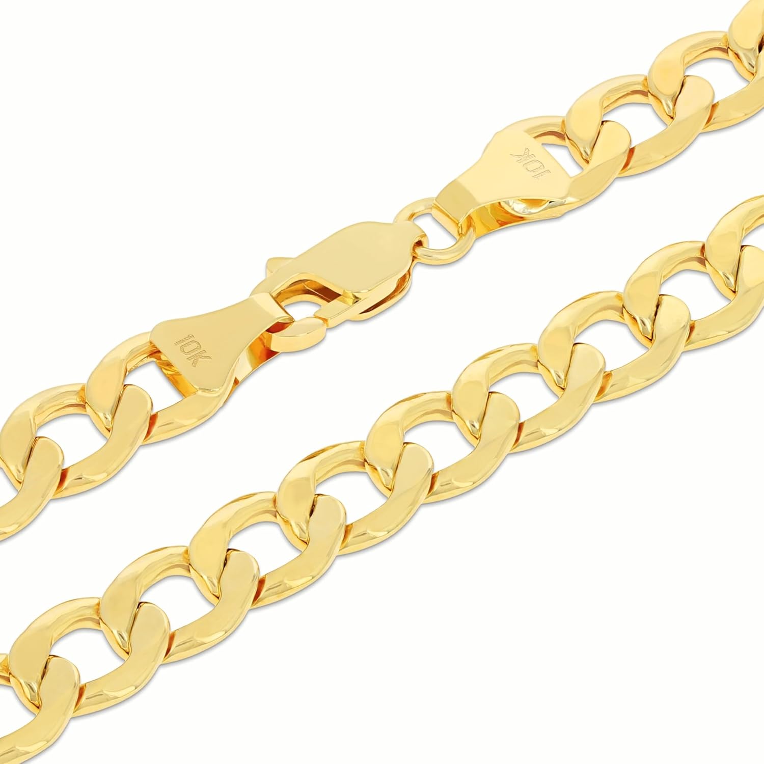 Nuragold 10k Real Yellow Gold Cuban Curb Link 7.5mm Chain Necklace (20"-30") Italian Jewelry for Men