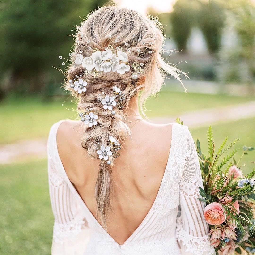 Amazon.com : 5 PCS Bridal Flower Wedding Hair Pins Crystal 