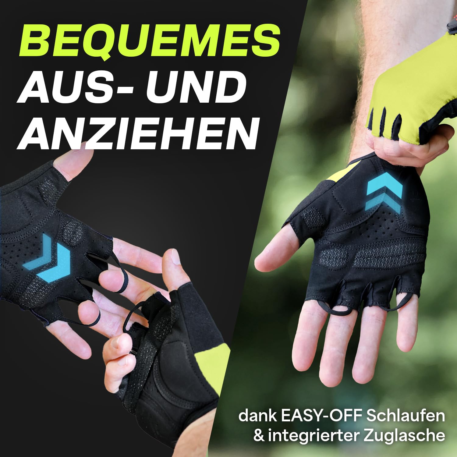 MACCIAVELLI Gants de cyclisme pour homme rembourrés respirants sans doigts avec inserts en gel VTT vélo route