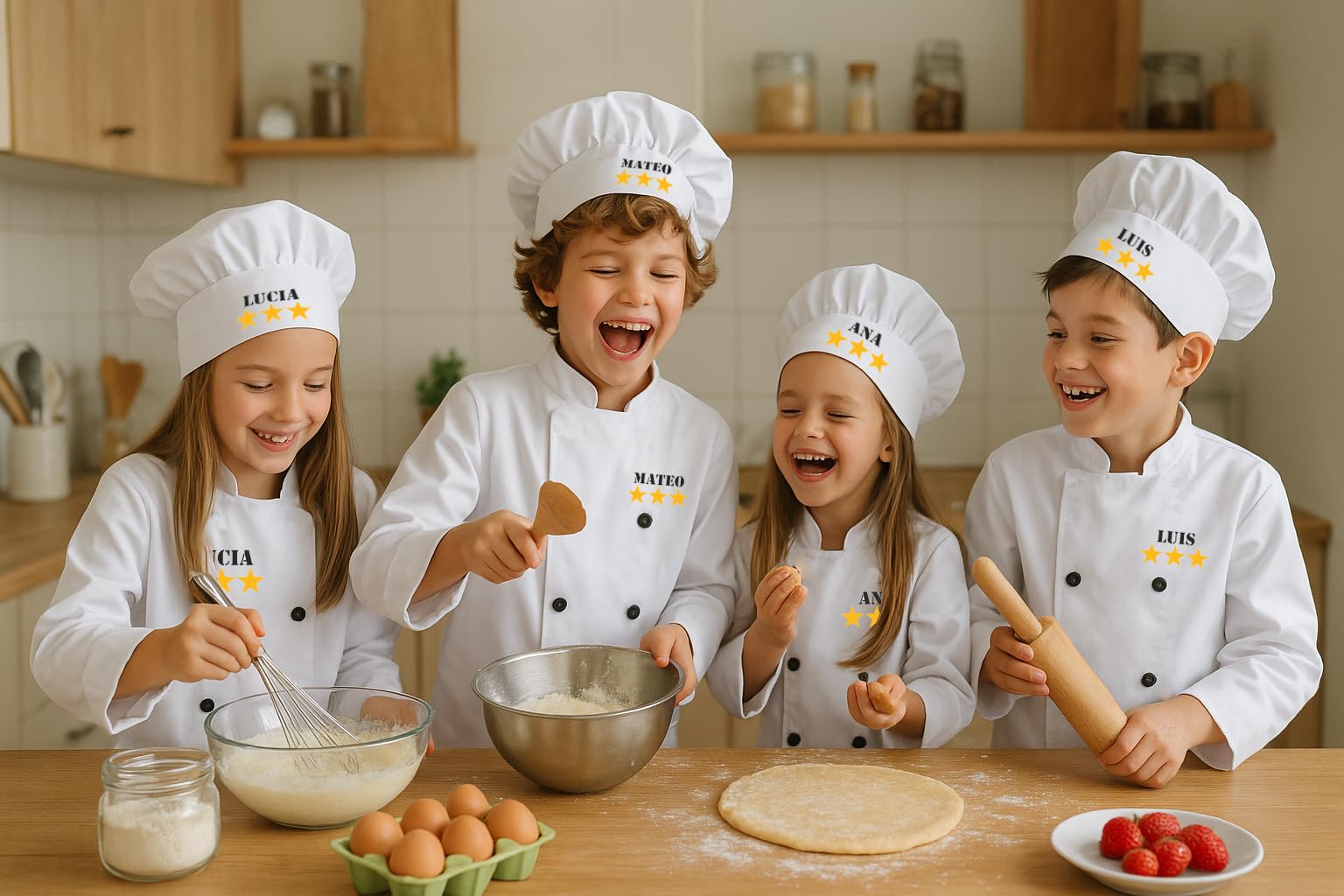 Giacche da Cucina per Bambini. Giacca da Cuoco per Bambini Personalizzata. Set Cappello e Giacca da Cuoco. Regalo Completamente Personalizzato (misurare 8, Berretto + Giacca)
