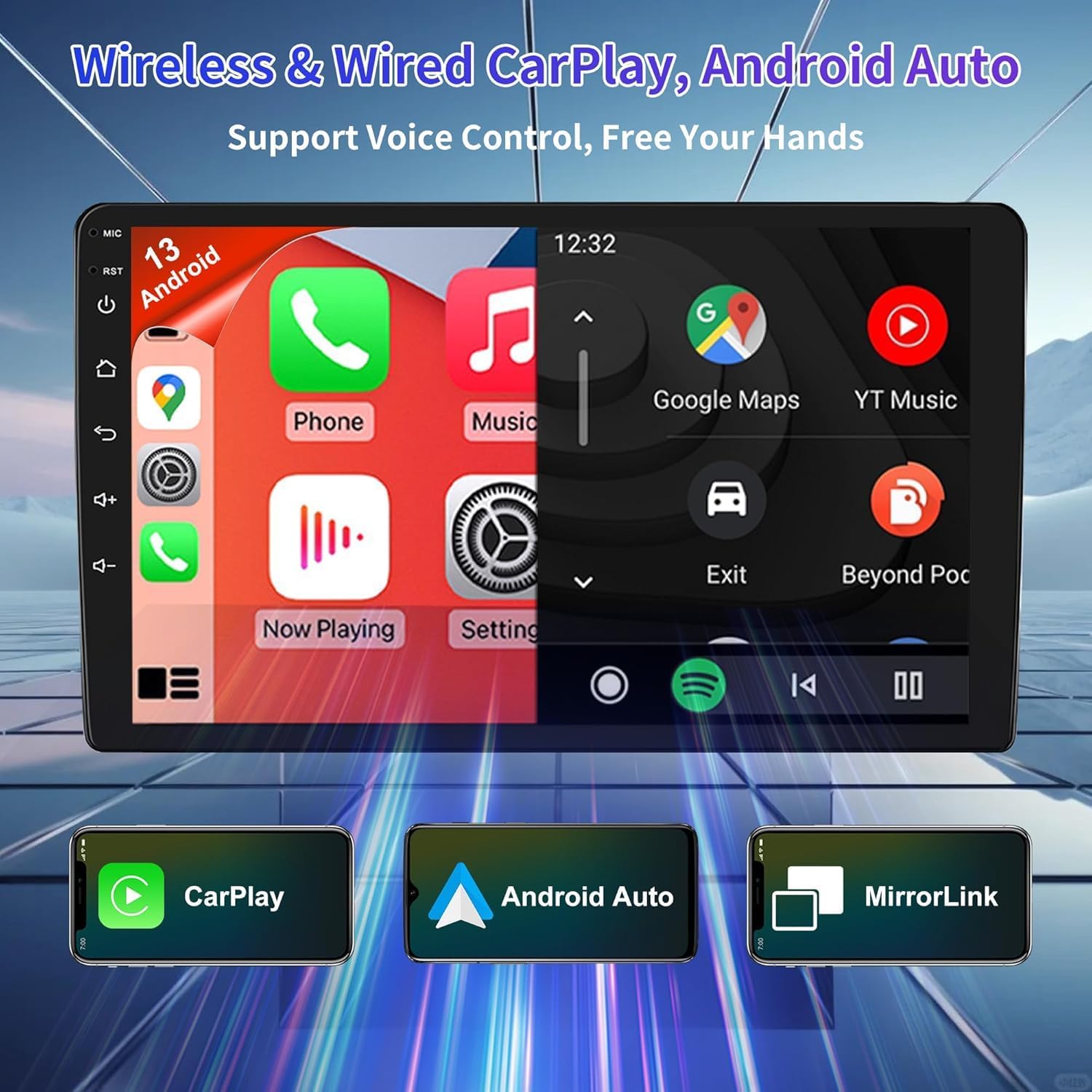 Android 13 Car Radio for Land Rover Freelander 2 LR2 2007-2012 9 Inch HD Touch Screen Car Audio Multimedia Receiver with Carplay Android Auto GPS Bluetooth WiFi Camera, 2+32G