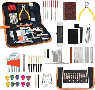72 PCS Guitar Tool Kit for Set Up, Intonation Adjustment and Repair, Guitar Maintenance Kit for Guitar Bass Banjo and Ukulele, Guitar Accessories for Guitar Enthusiast