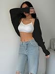 Floerns Knit Shrug Cardigan for Women Going Out Crop Tops Long Sleeve Bolero Shrugs Batwing Sweater