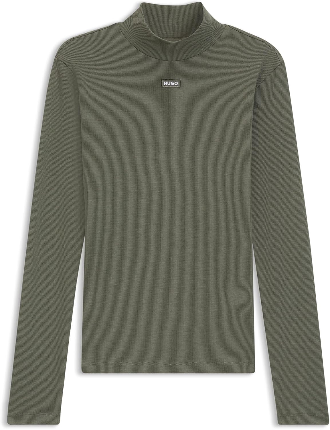 Hugo Logo top with Stand-up Collar, Open Green 353, X-Small