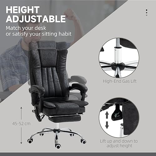 Miniatura 31 de Vinsetto Silla de oficina de masaje de vibración de 6 puntos, silla de computadora con respaldo alto con calor, altura ajustable, respaldo Azul