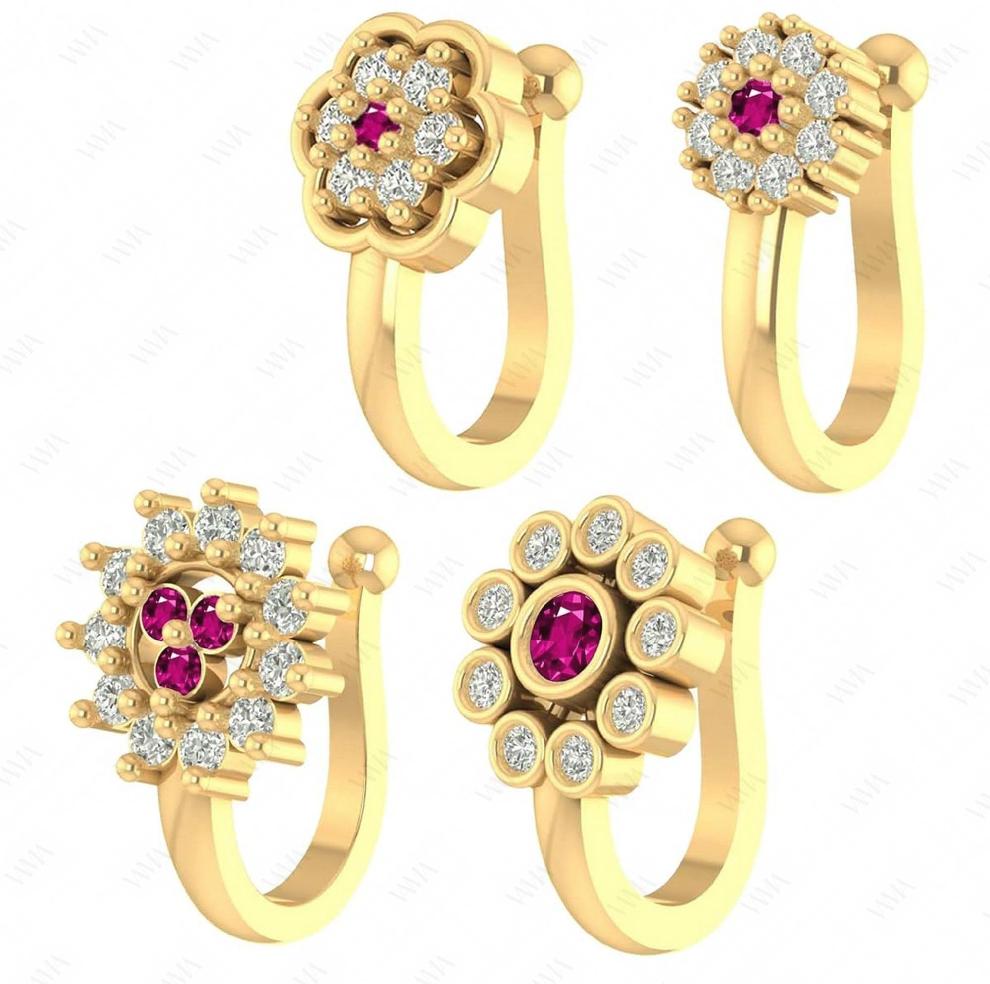 VAMA FASHIONS Gold Plated Ruby Stone Clip On Nose Ring Non Piercing Press on Nosepin Combo for Women - Set of 4 (Press on Nosepin) (B0DCZFNNQ6) Amazon Price History, Amazon Price Tracker