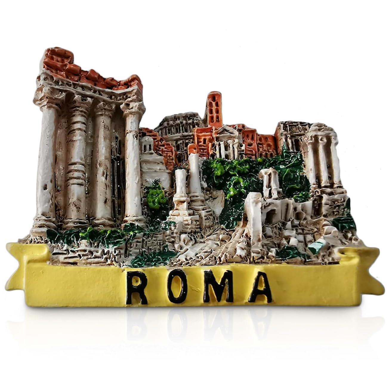 Maxi-Solutions Rome Roma Italy 3D Souvenir Fridge Magnet - Hand-Painted Resin Roman Forum & Ancient Ruins - 6.8Cm Premium Architectural Travel Gift