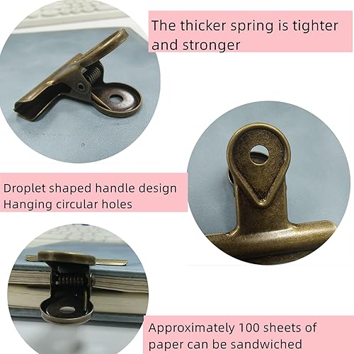 Miniatura 4 de BeeSpring Clips de papel para carpeta, clips de metal con pico de pato, clip de factura para facturas, abrazaderas de papel para manualidades,